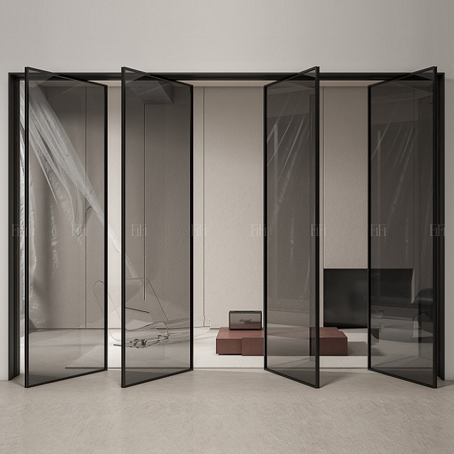 意飛空間品牌裝修簡歐風格客廳餐廳玻璃隔斷效果圖